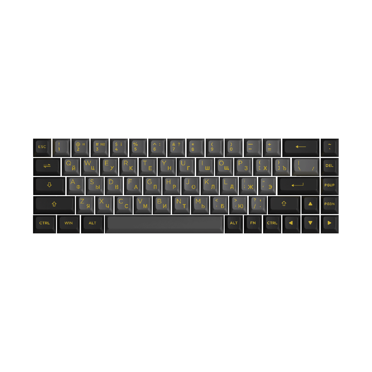 Akko Black & Gold Cyrillic Keycap Set (68-key) | AKKO EU