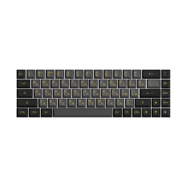 Black & Gold Cyrillic Keycap Set (68-key)