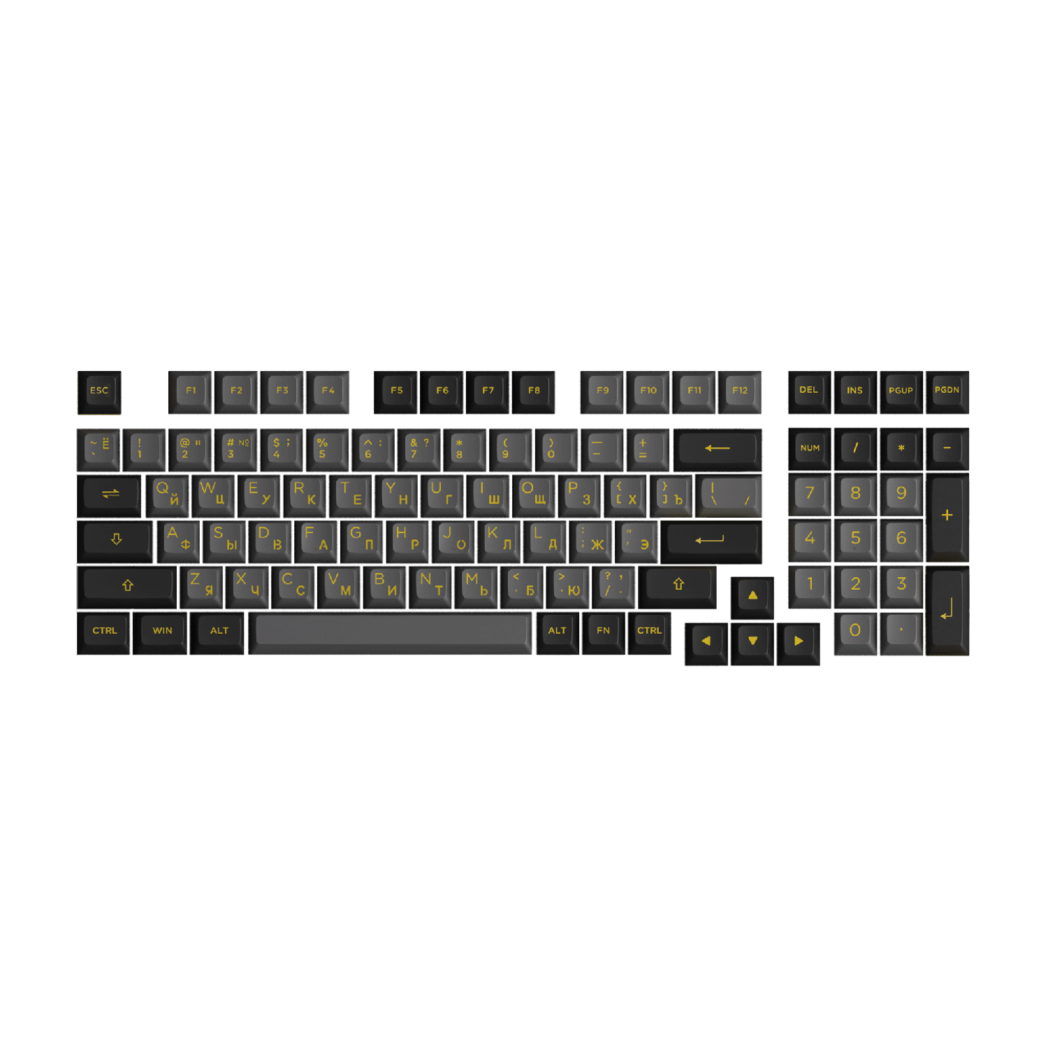 Akko Black & Gold Cyrillic Keycap Set (98-key) | AKKO EU