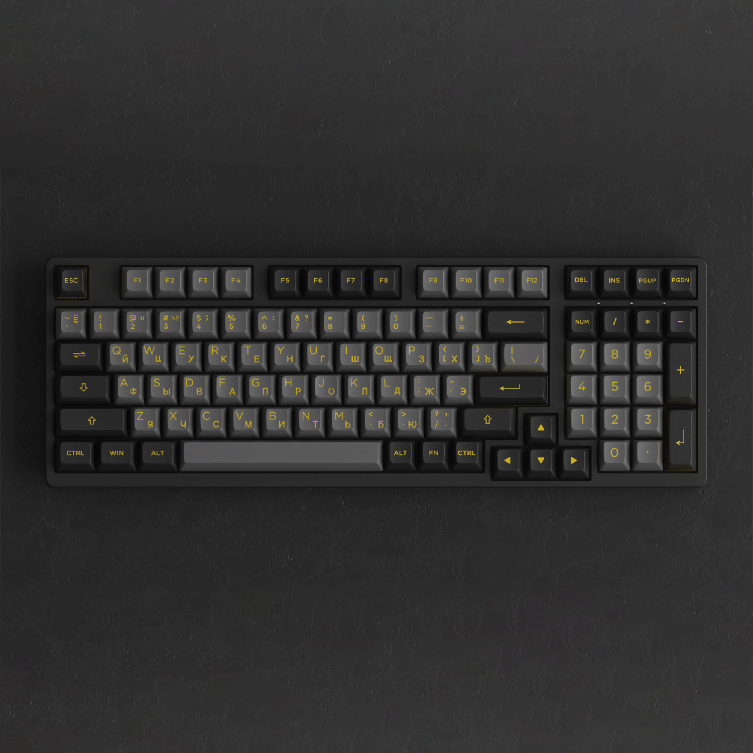 Akko Black Gold Cyrillic Keycap Set (98-key) Install on the Keyboard
