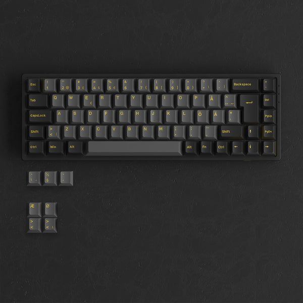 Black & Gold ISO Nordic Keycap Set (76-key) Installed on the Keyboard