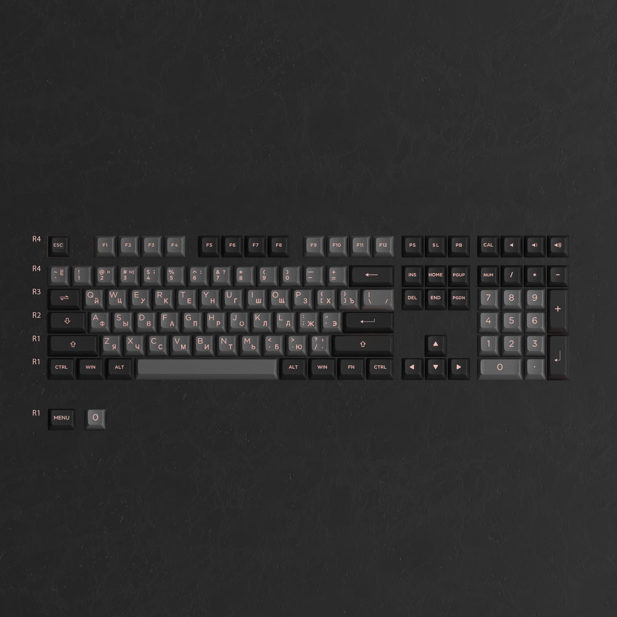 Akko Black Pink Cyrillic Keycap Set (110-key) Row Height