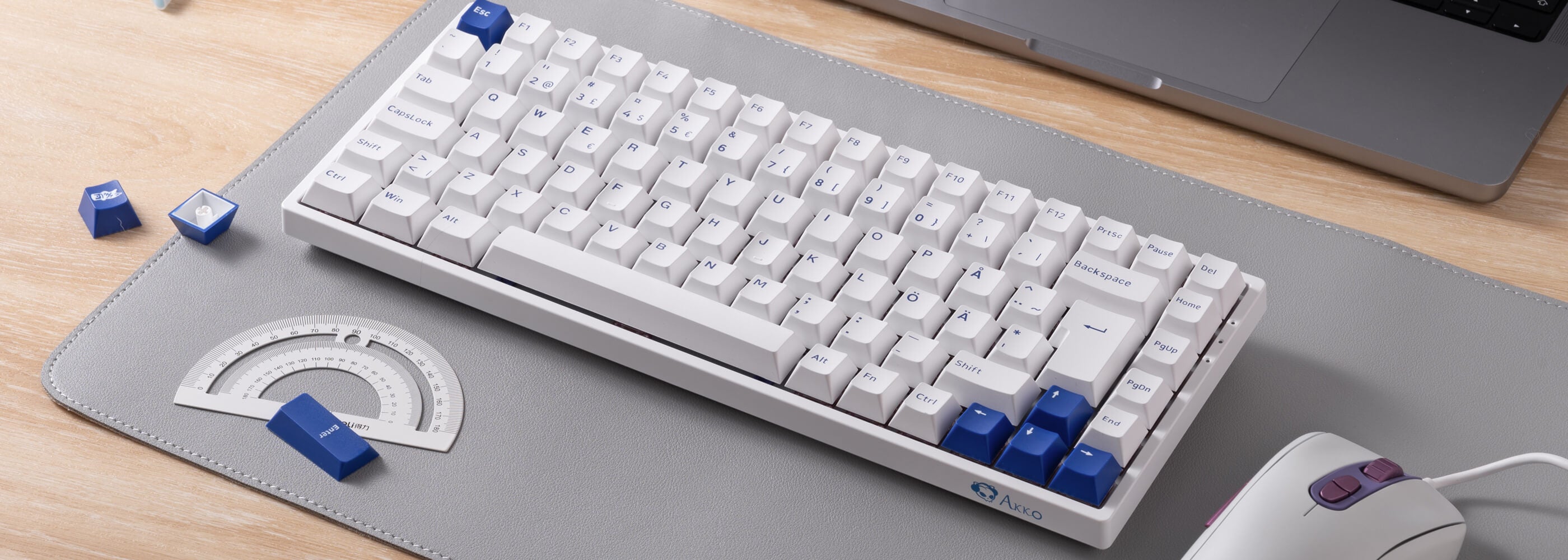 Akko Blue on White 3084B Plus ISO DE/Nordic Keyboard | AKKO EU