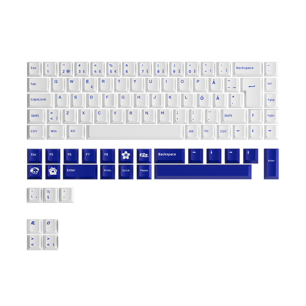 Blue on White ISO Nordic Keycap Set (76-key)