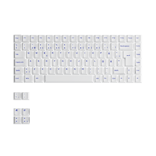 Blue on White ISO Nordic Keycap Set 91 Keys
