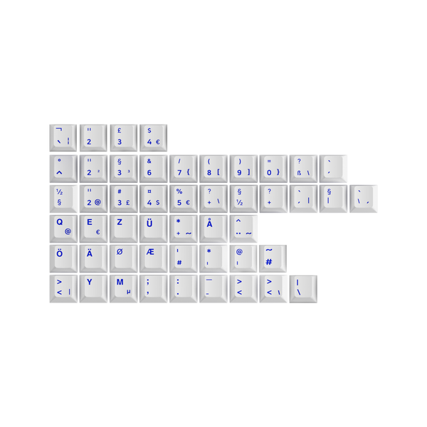 Blue on White ISO Nordic Keycap Set (49-key)