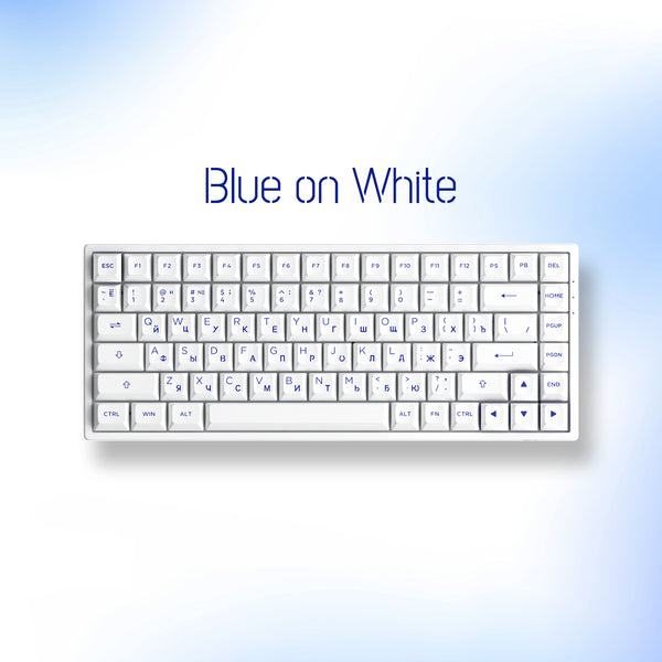 Akko Blue on White Cyrillic Keycap Set (84-key)
