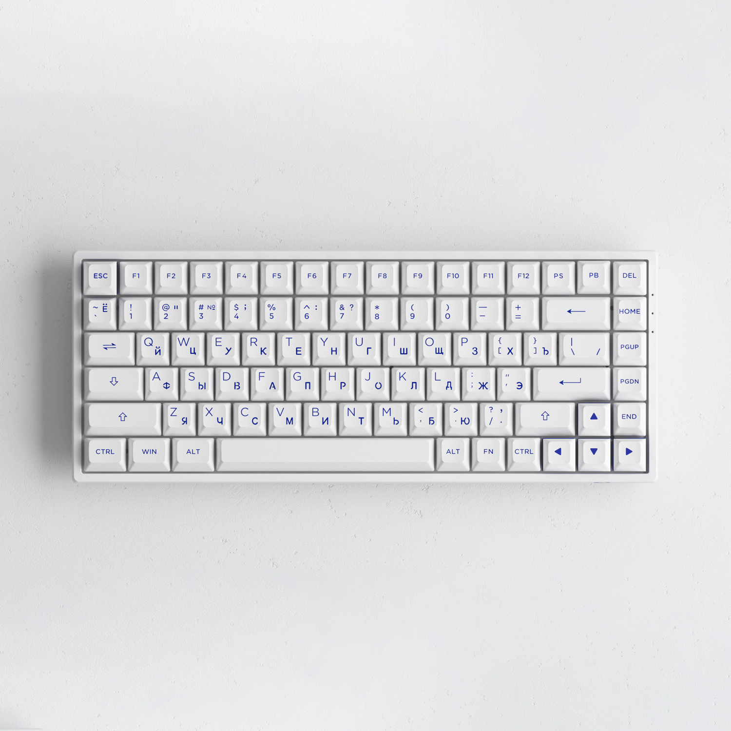 Akko Blue on White Cyrillic Keycap Set (84-key) Install on the Keyboard