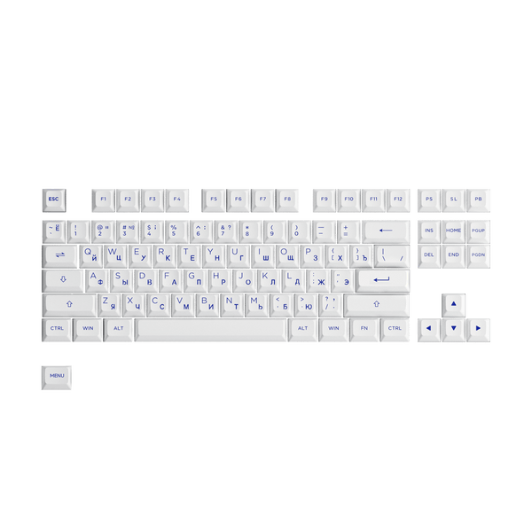 Akko Blue on White Cyrillic Keycap Set (88-key)