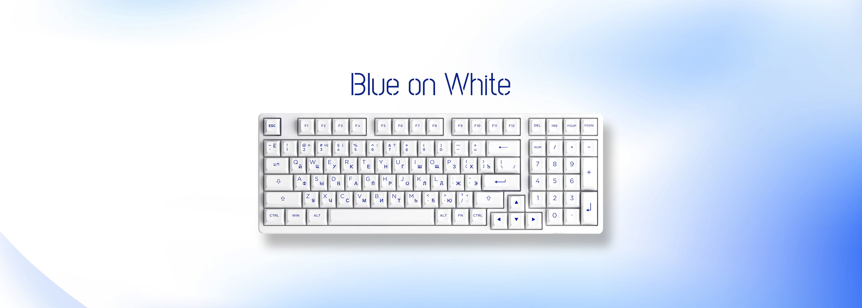 Akko Blue on White Cyrillic Keycap Set (97-key)