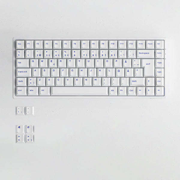 Blue on White ISO Nordic Keycap Set 92 Key ISO Layout