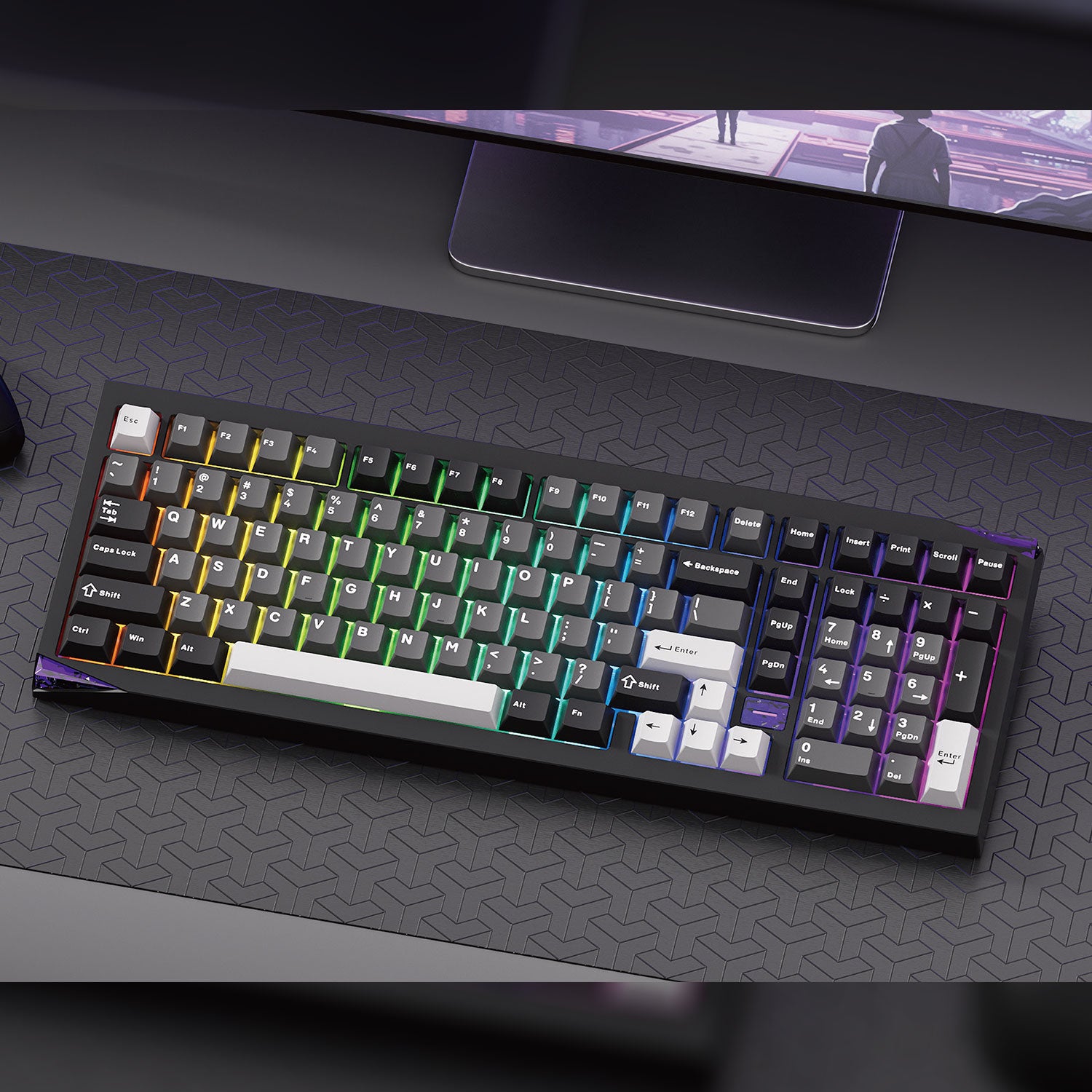 Akko Gem 02 VIA Custom Mechanical Keyboard Black Silver RGB on the Desk