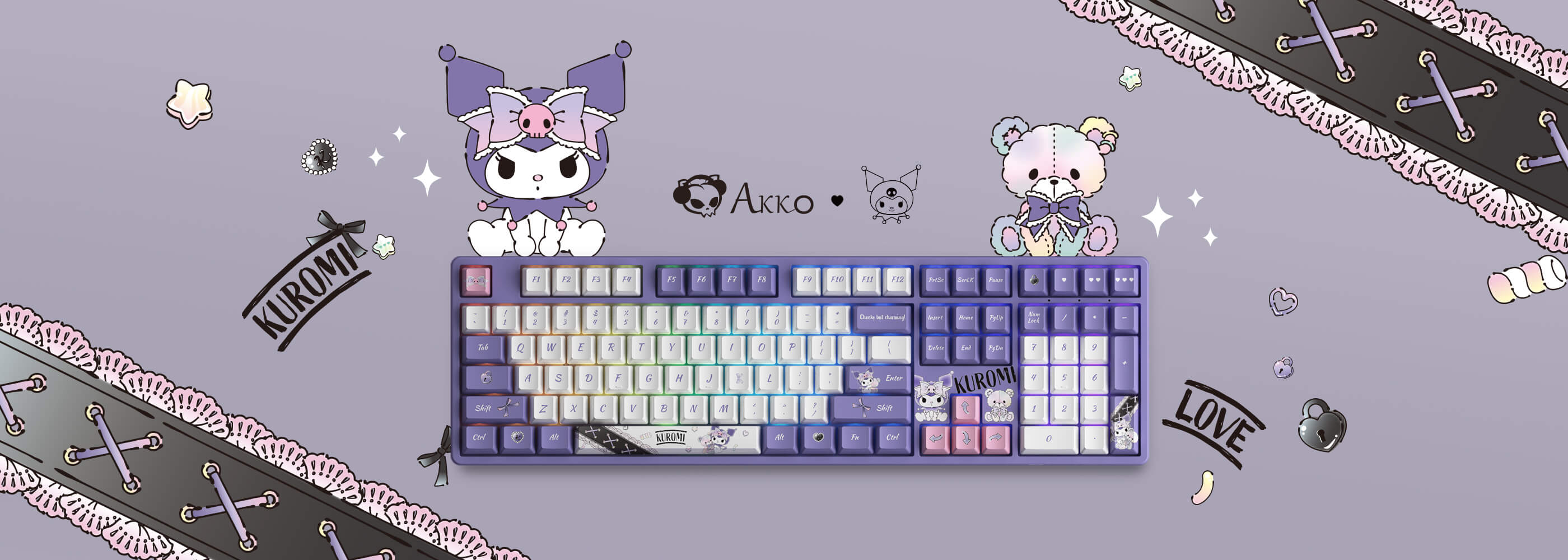 kuromi 5108b plus purple mechanical keyboard banner for pc