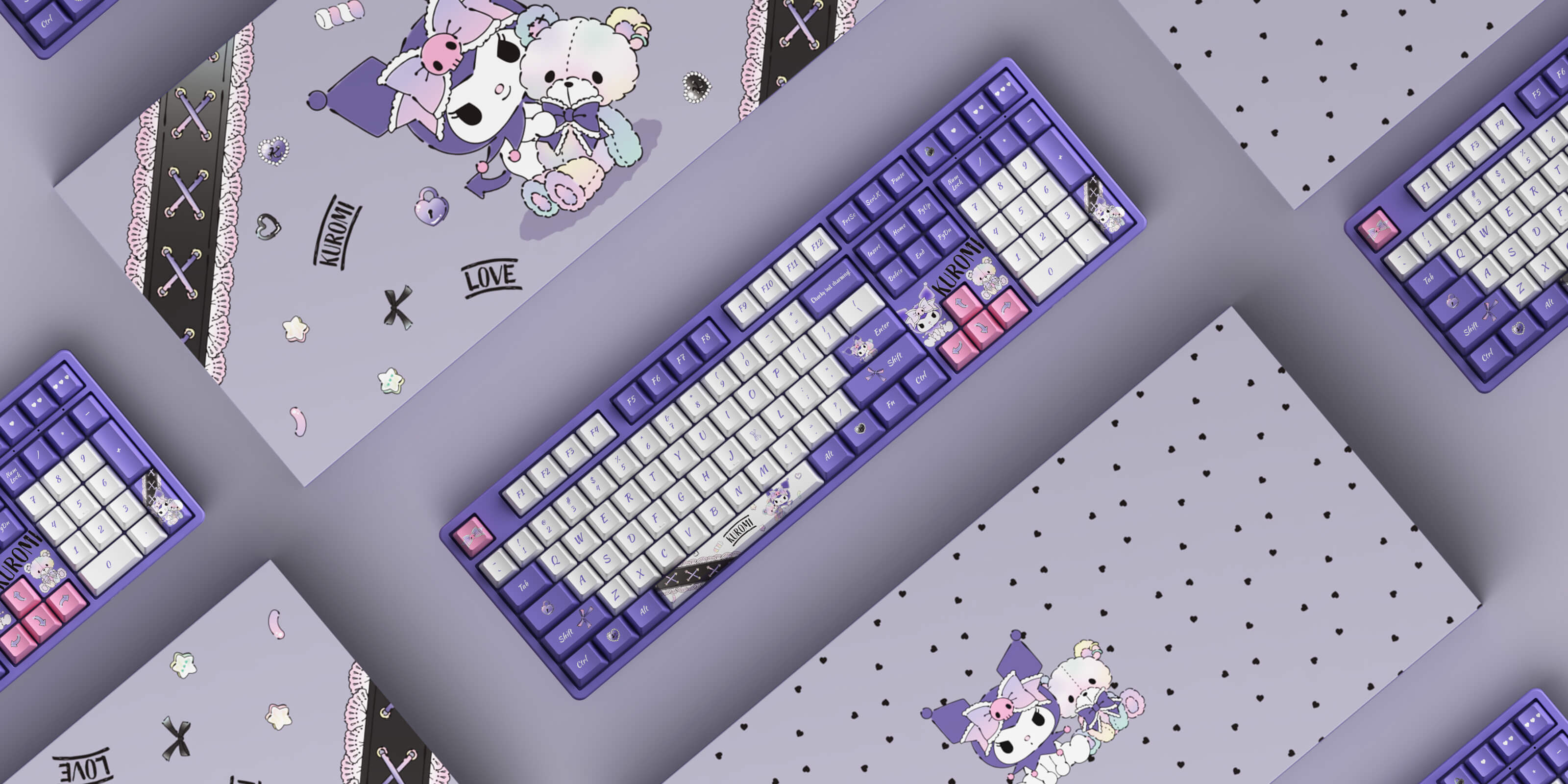 akko kuromi 5108B plus purple mechanical keyboard overall display