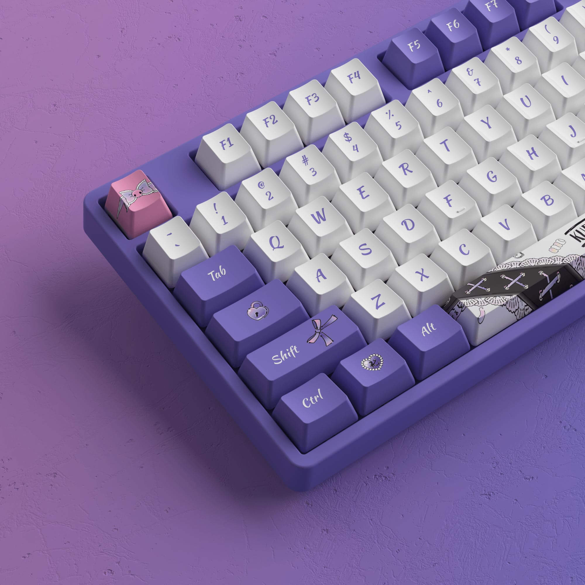 kuromi 5108b plus purple mechanical keyboard pbt dye-sub keycaps