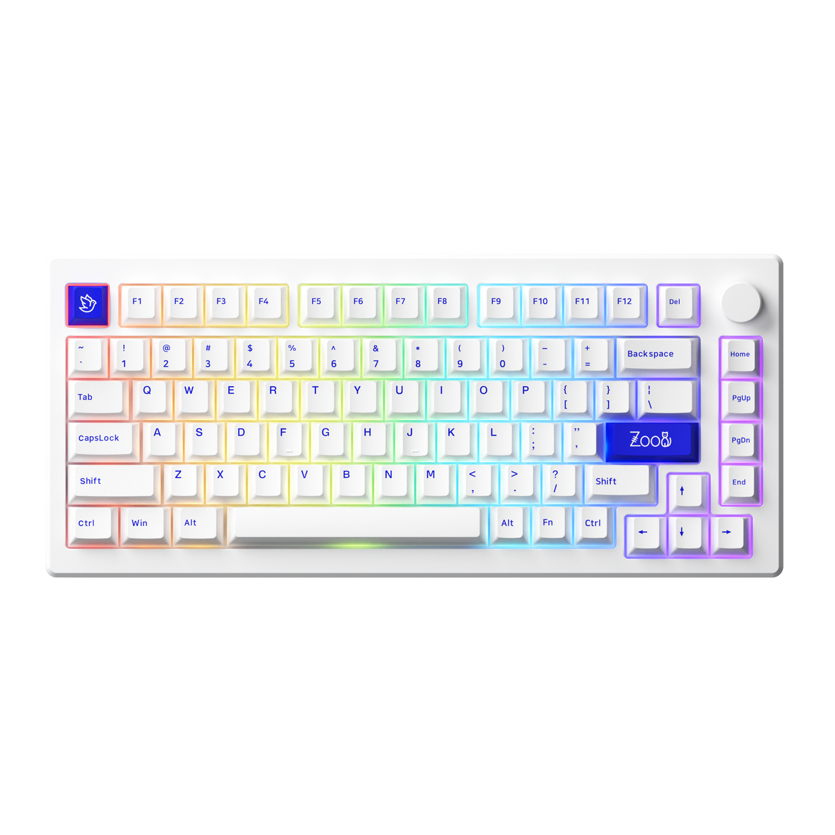 Akko MOD 007B PC Mechanical Gaming 75% Layout Wireless Keyboard with Blue  on White Cherry Profile Double Shot Keycaps V3 Pro Piano Switch