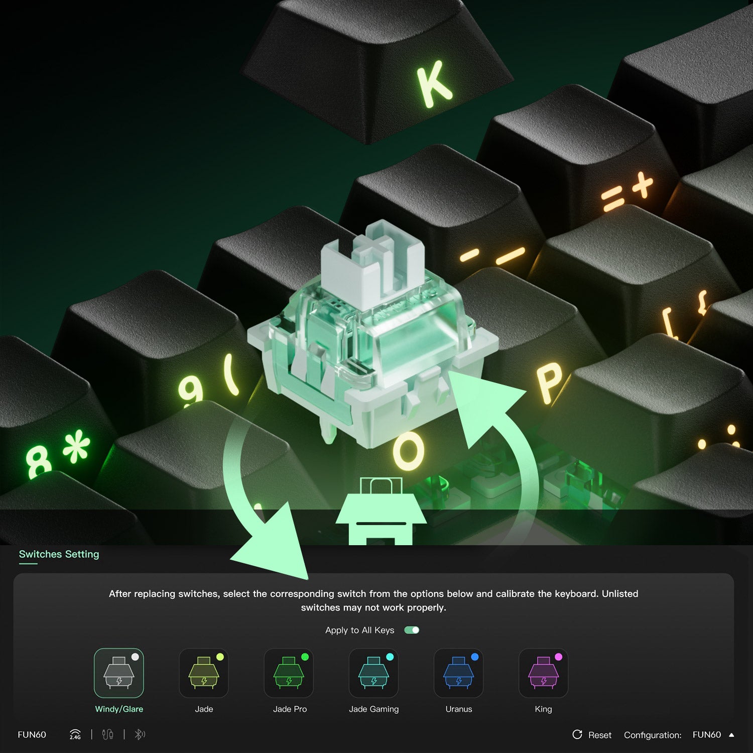 Monsgeek Fun60 Cross-Compatible with Mainstream Magnetic Switches