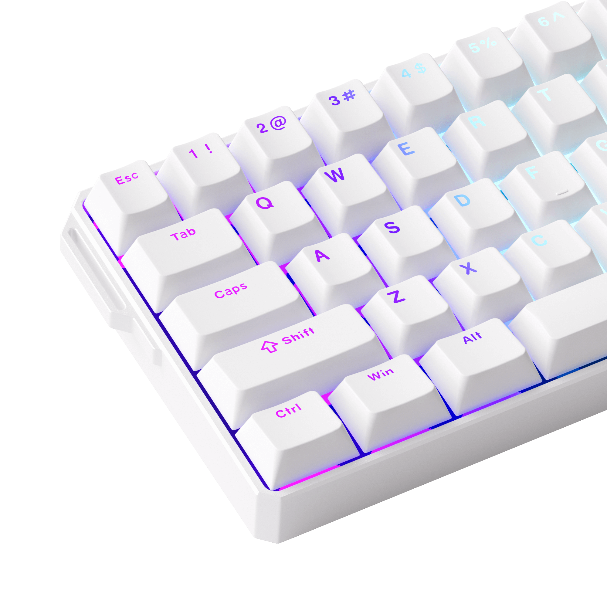 FUN60 Ultra White Magnetic Keyboard Keycap Details