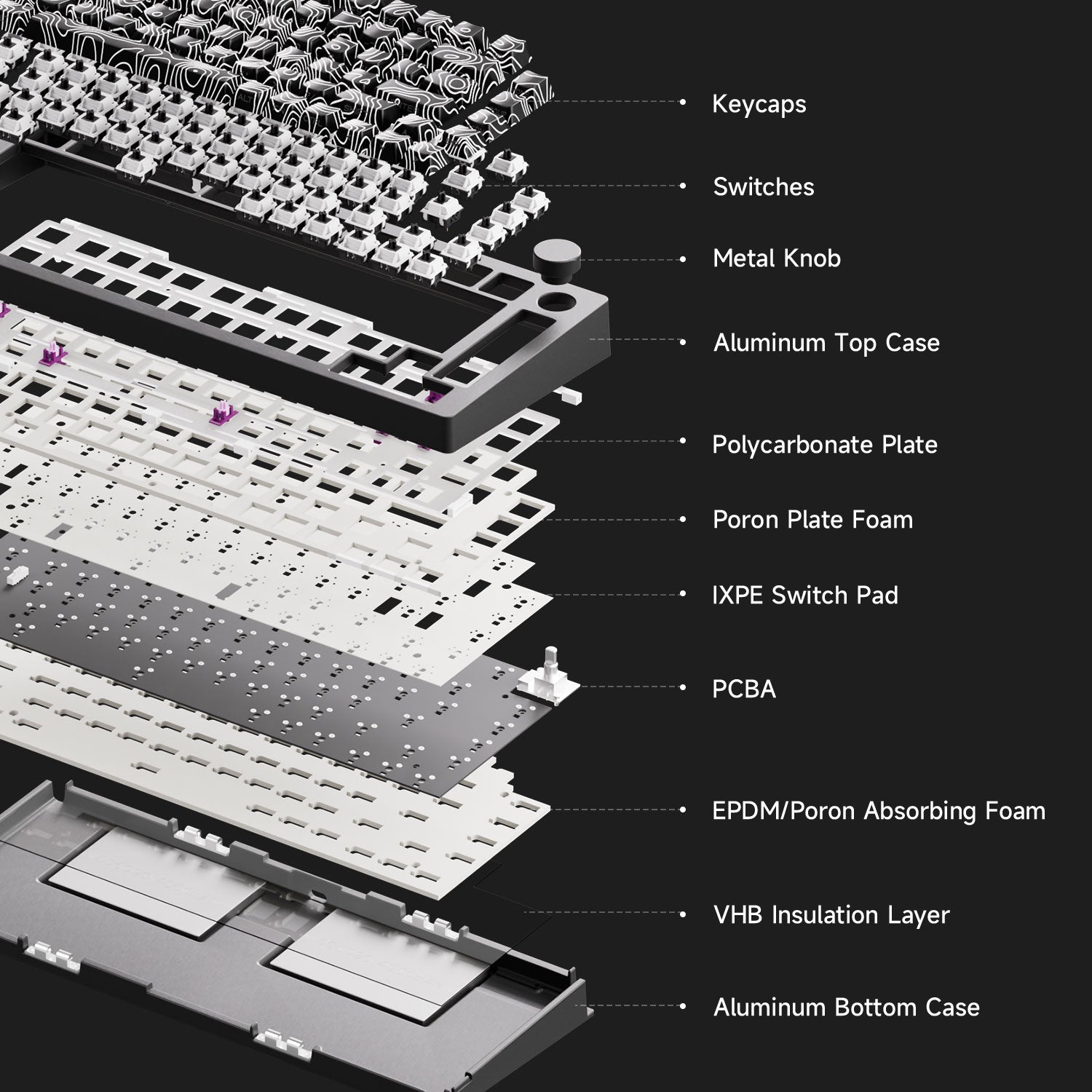 Black MonsGeek M1 V5 SP Mechanical Keyboard Internal Structure