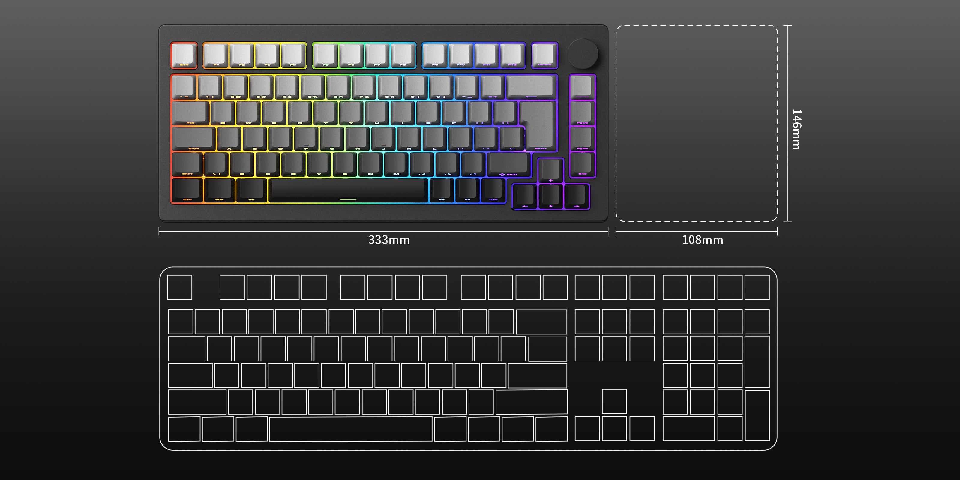 monsgeek m1w v3 he sp wireless hall effect keyboard size