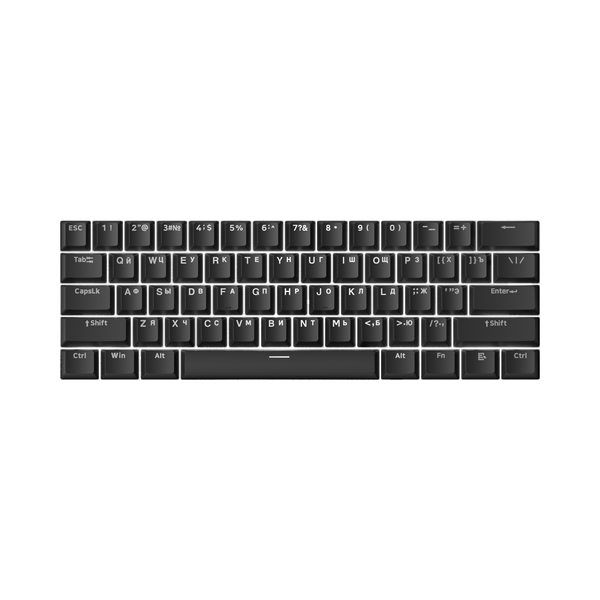 Akko Shine-Through Black Cyrillic Keycap Set (61-key)