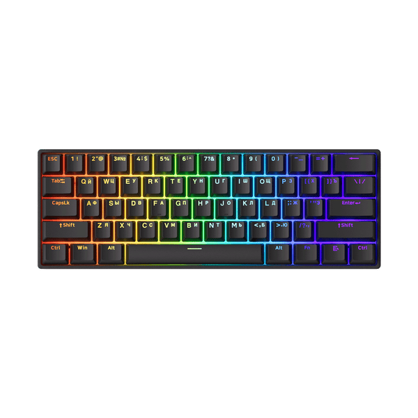 Akko Shine-Through Black Cyrillic Keycap Set (61-key) Install on the Keyboard