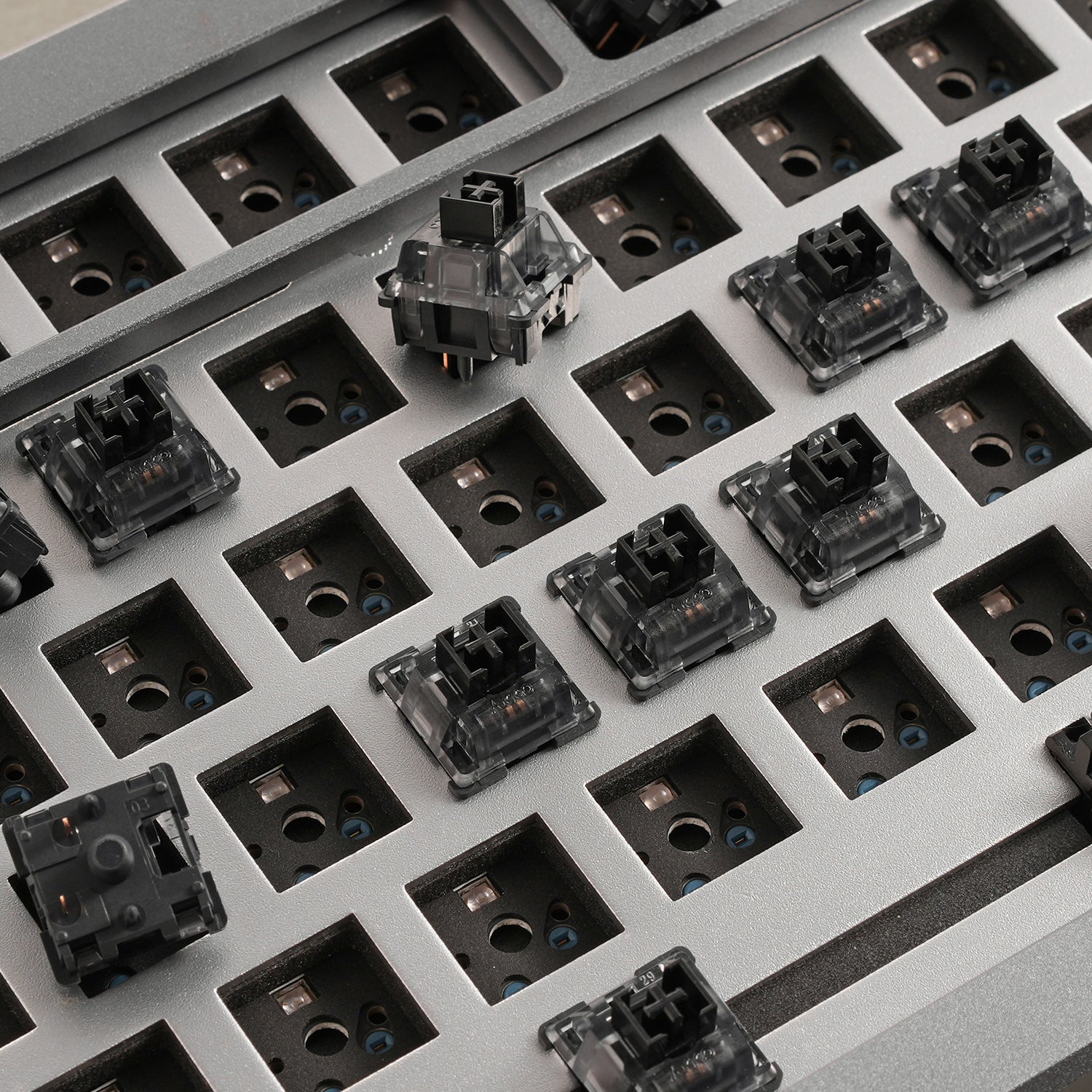 Akko v3 cream black pro switches on the keyboard ready to install