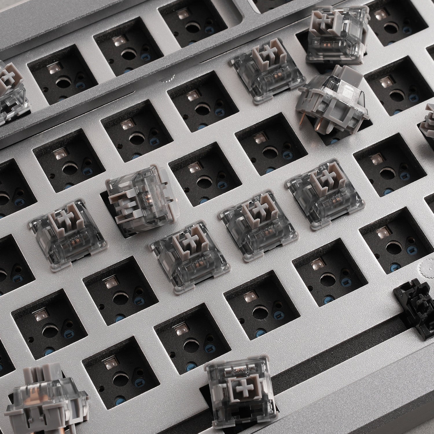 Akko V3 Silver Pro Switches on the keyboard ready to install