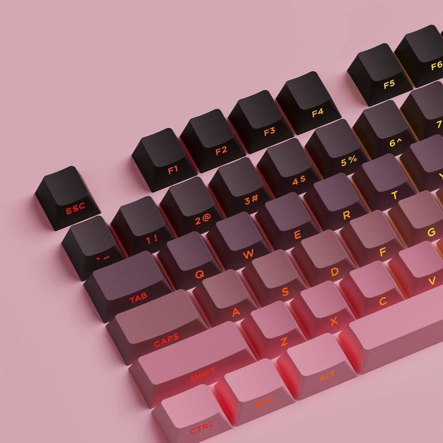 Akko Black Pink Gradient Keycap Set Shine Through Side Printed Keycaps