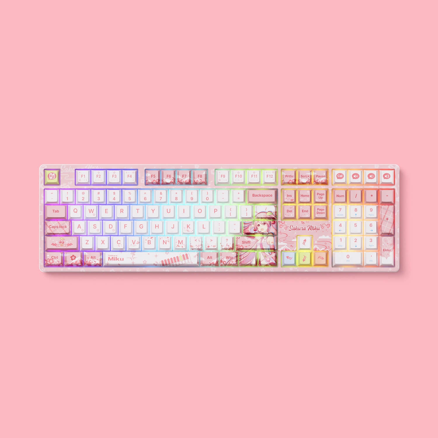 sakura miku 5108b plus pink mechanical keyboard with rgb backlit