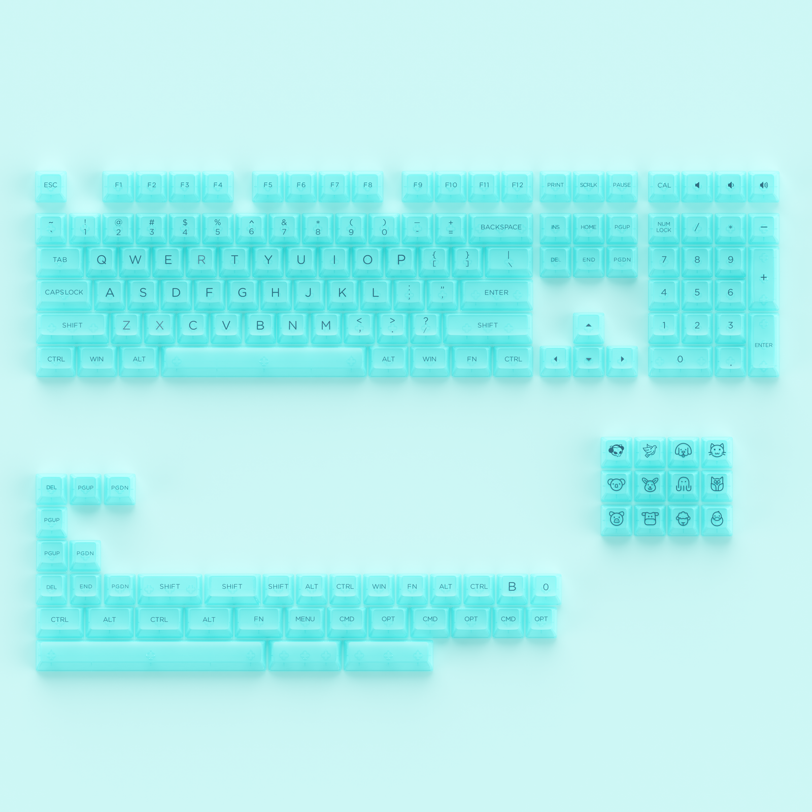 ASA Clear Keycap Set (Poly carbonat, 155Key)