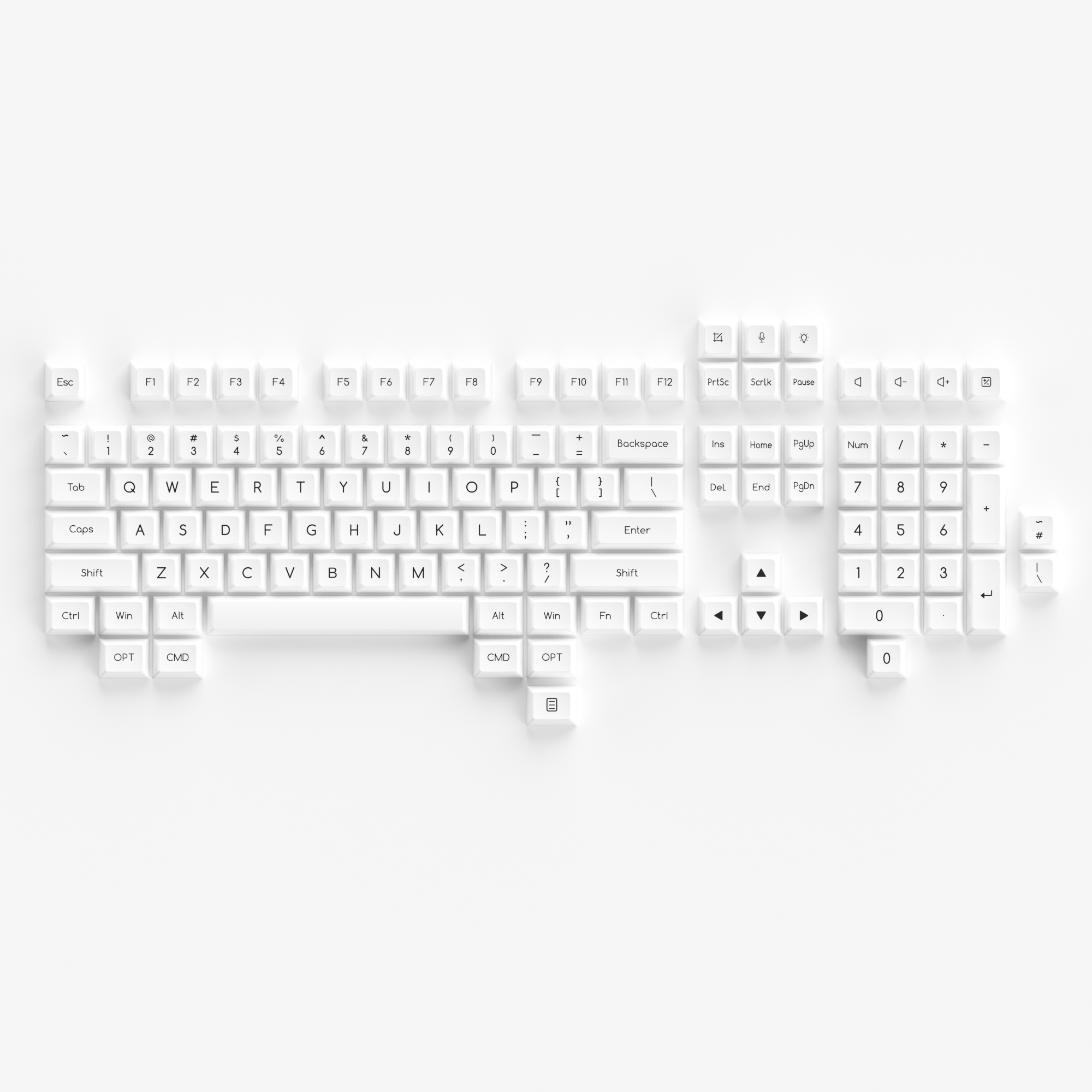 Black on White ABS SAL Keycap Set(195-Key)