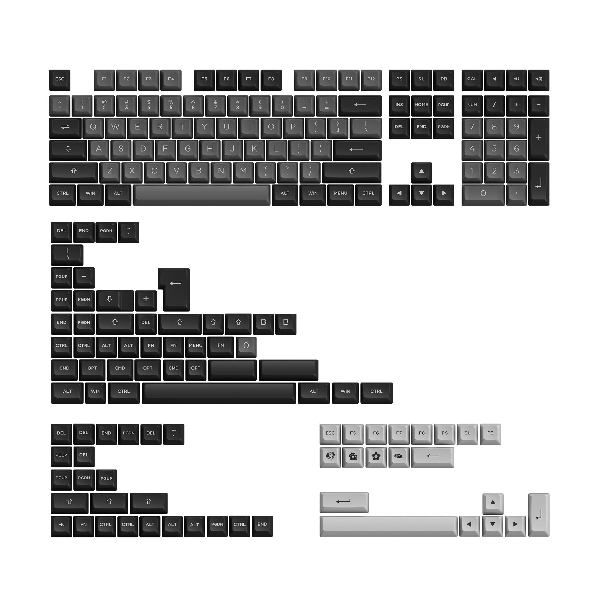 Black & Silver Keycap Set(197-Key)