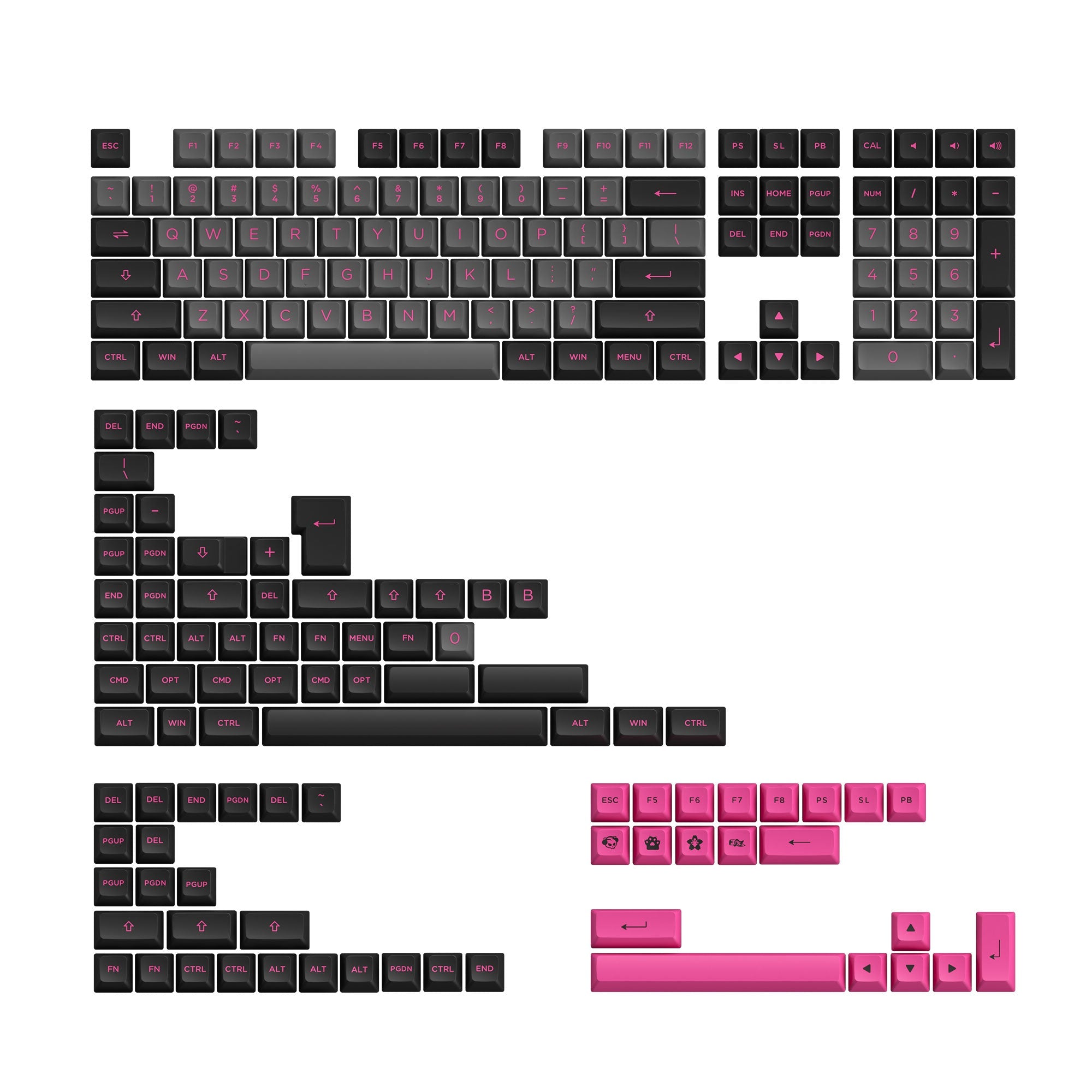 Black & Rose ASA Keycap Set (197 keys ANSI + ISO)