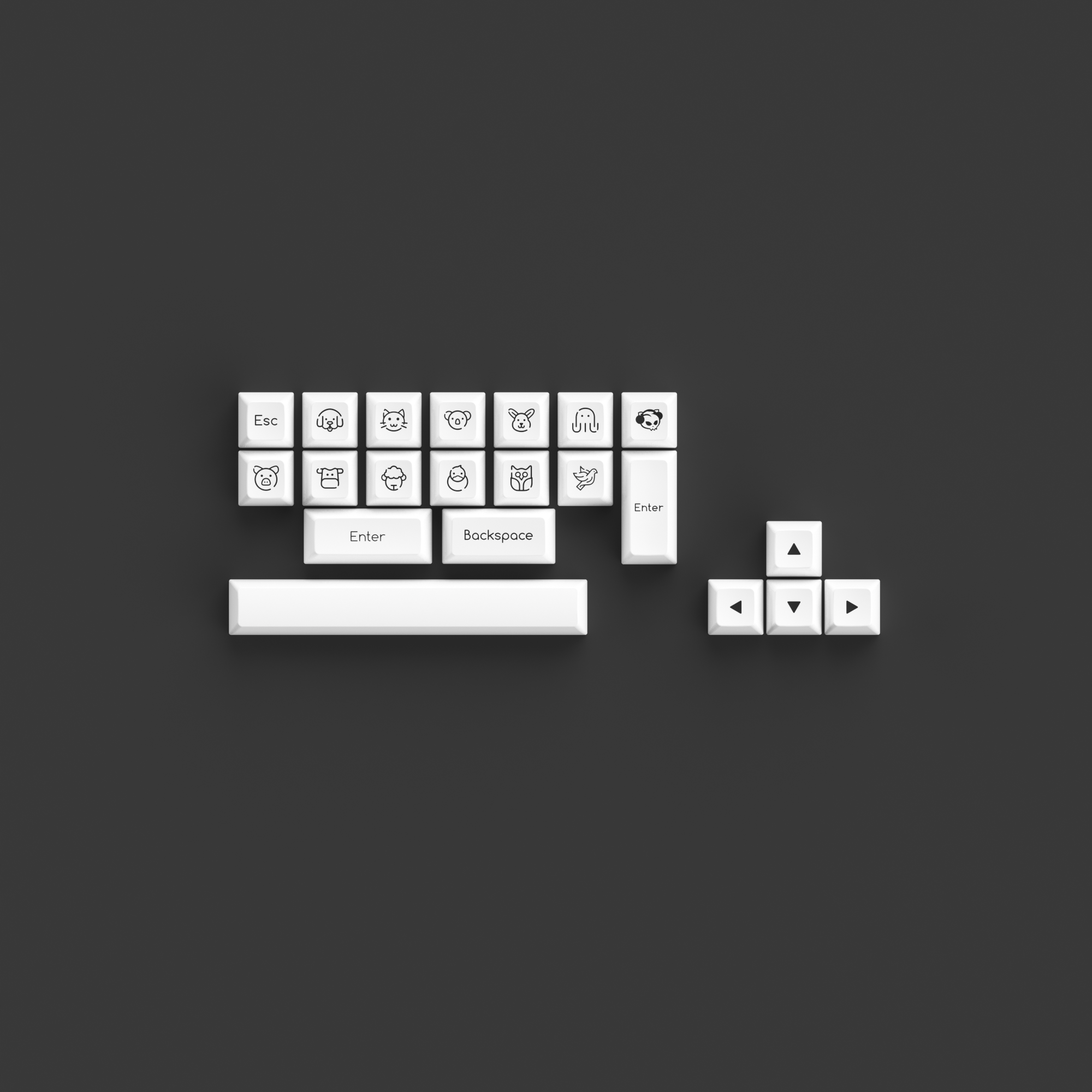 Blanc sur noir ABS SAL Keycap Set (195-Key) 