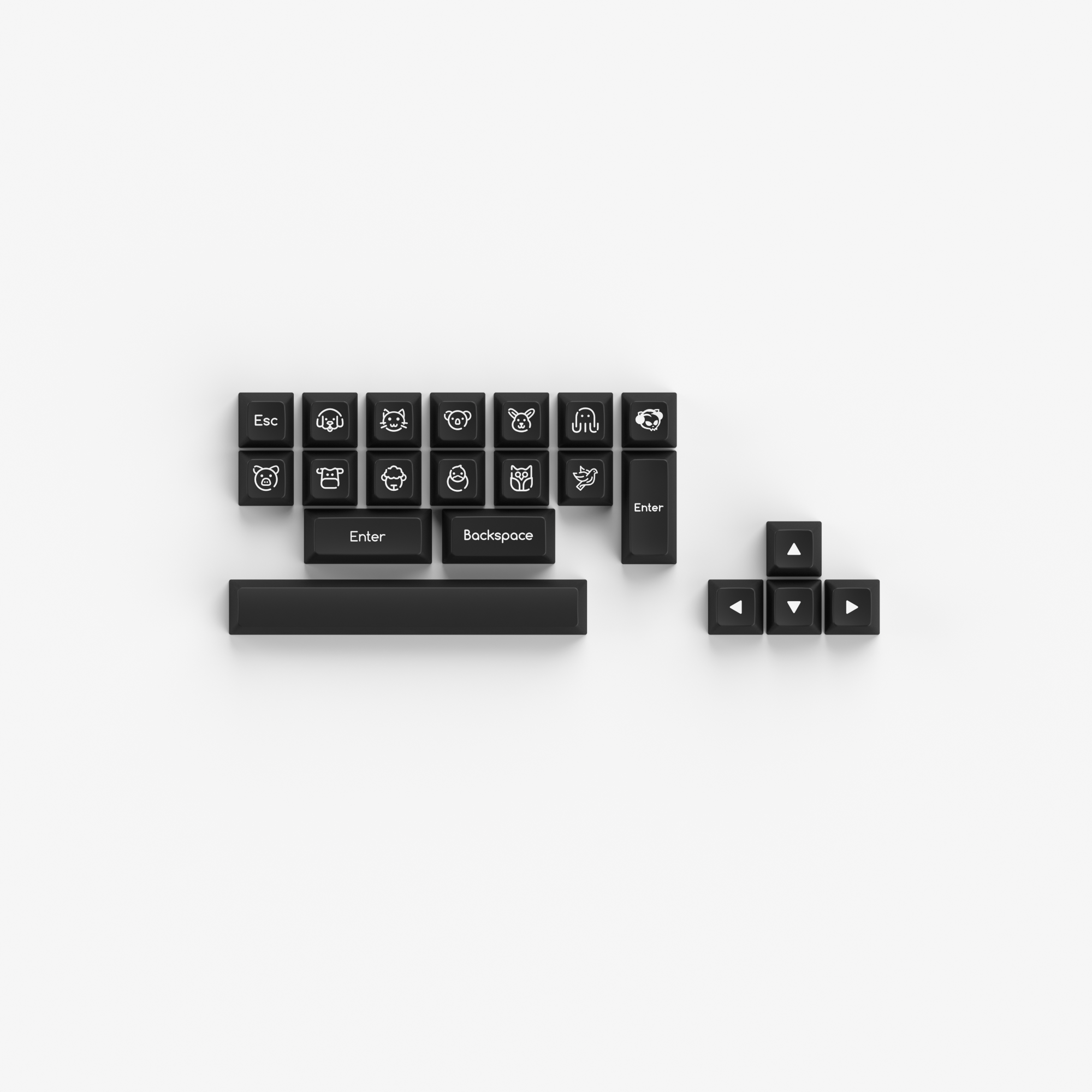 Black on White ABS SAL Keycap Set(195-Key)