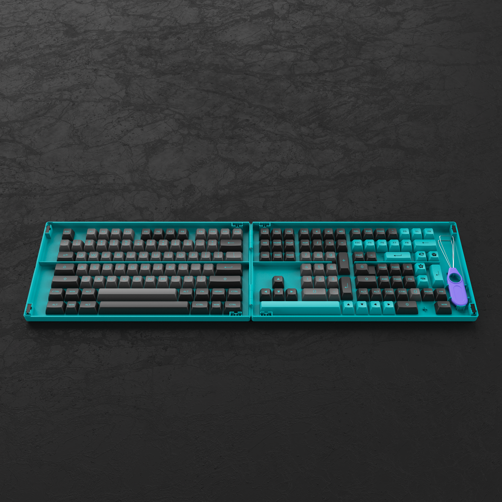 Black & Cyan Keycap Set(197-Key)