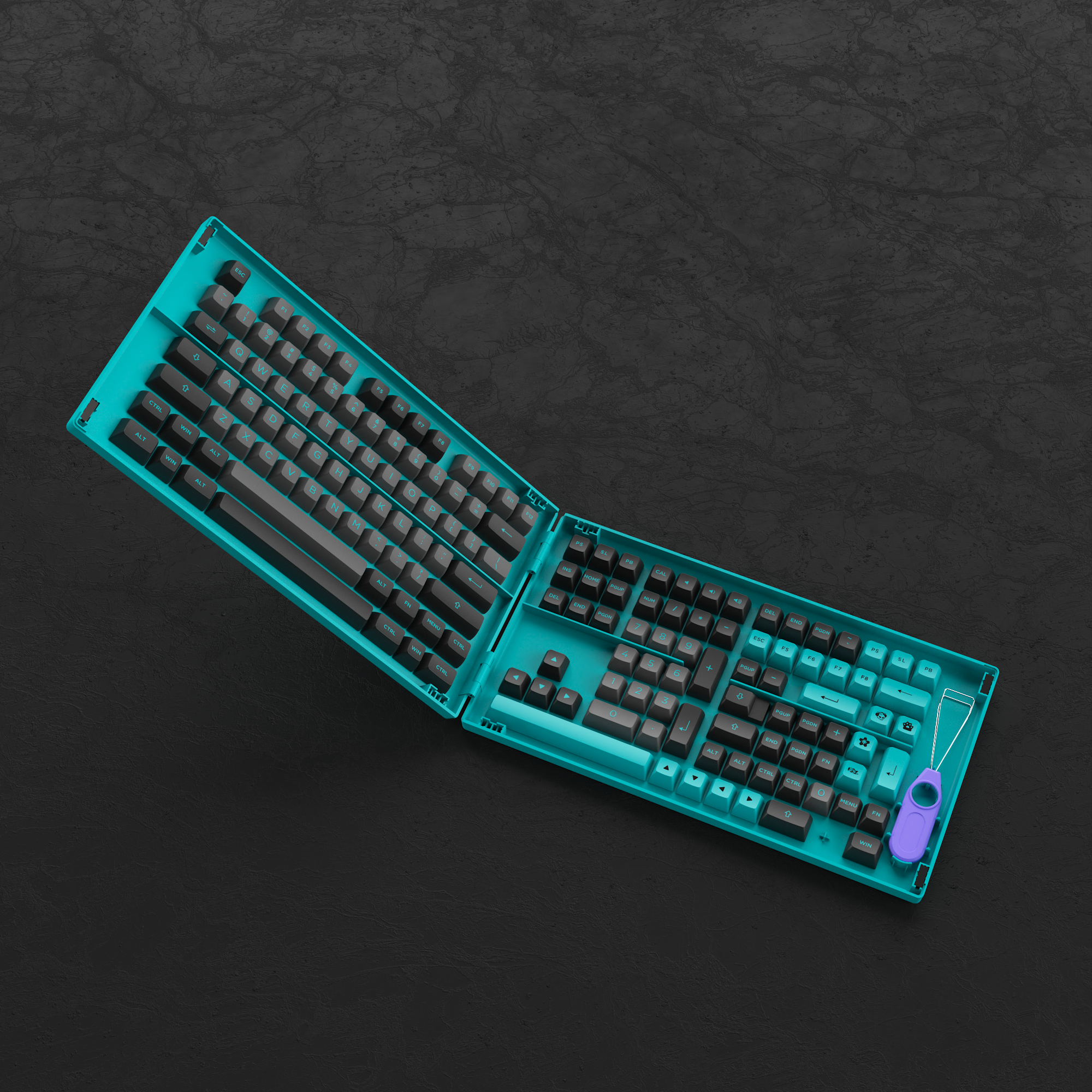 Black & Cyan Keycap Set(197-Key)