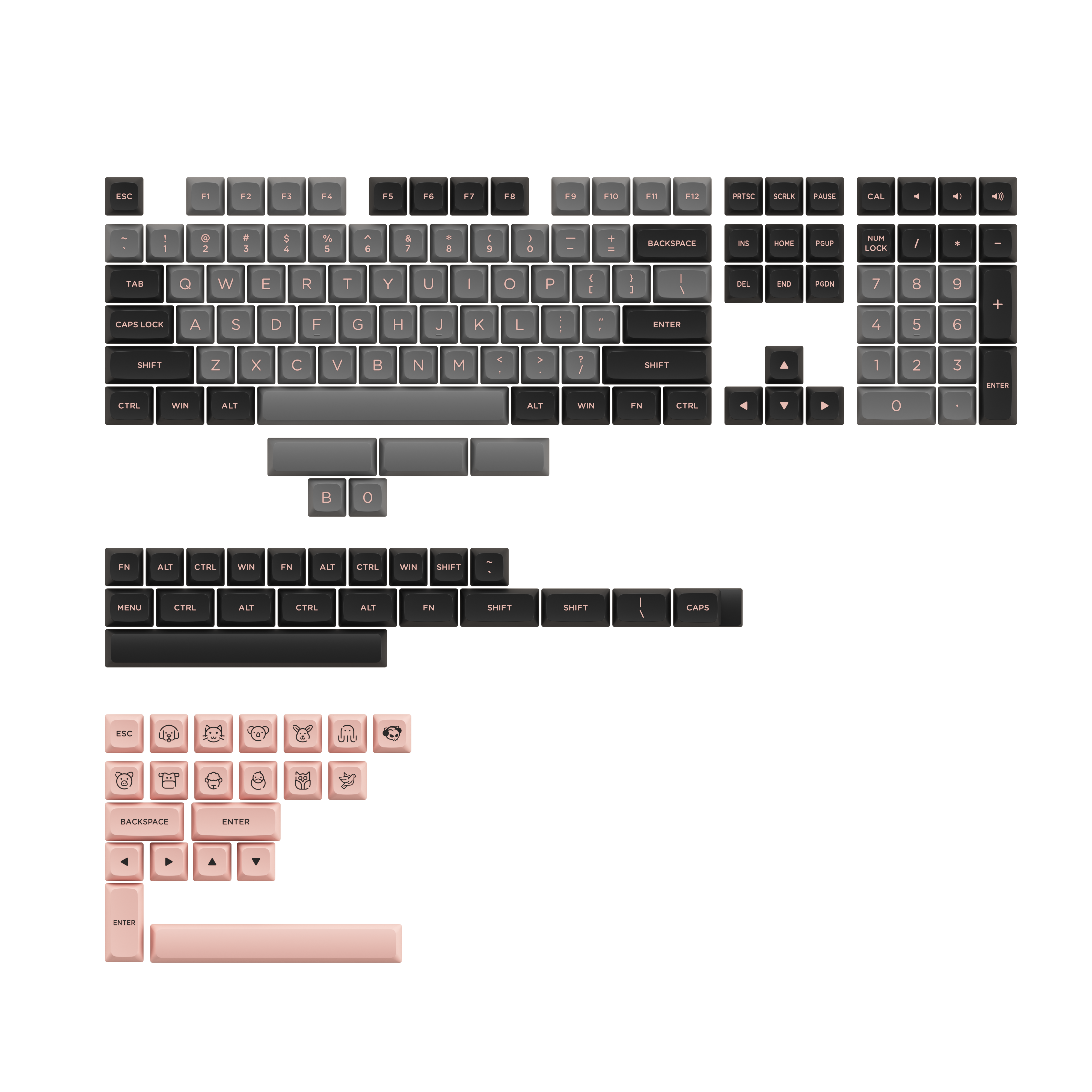 Black & Pink Keycap Set (155-key)