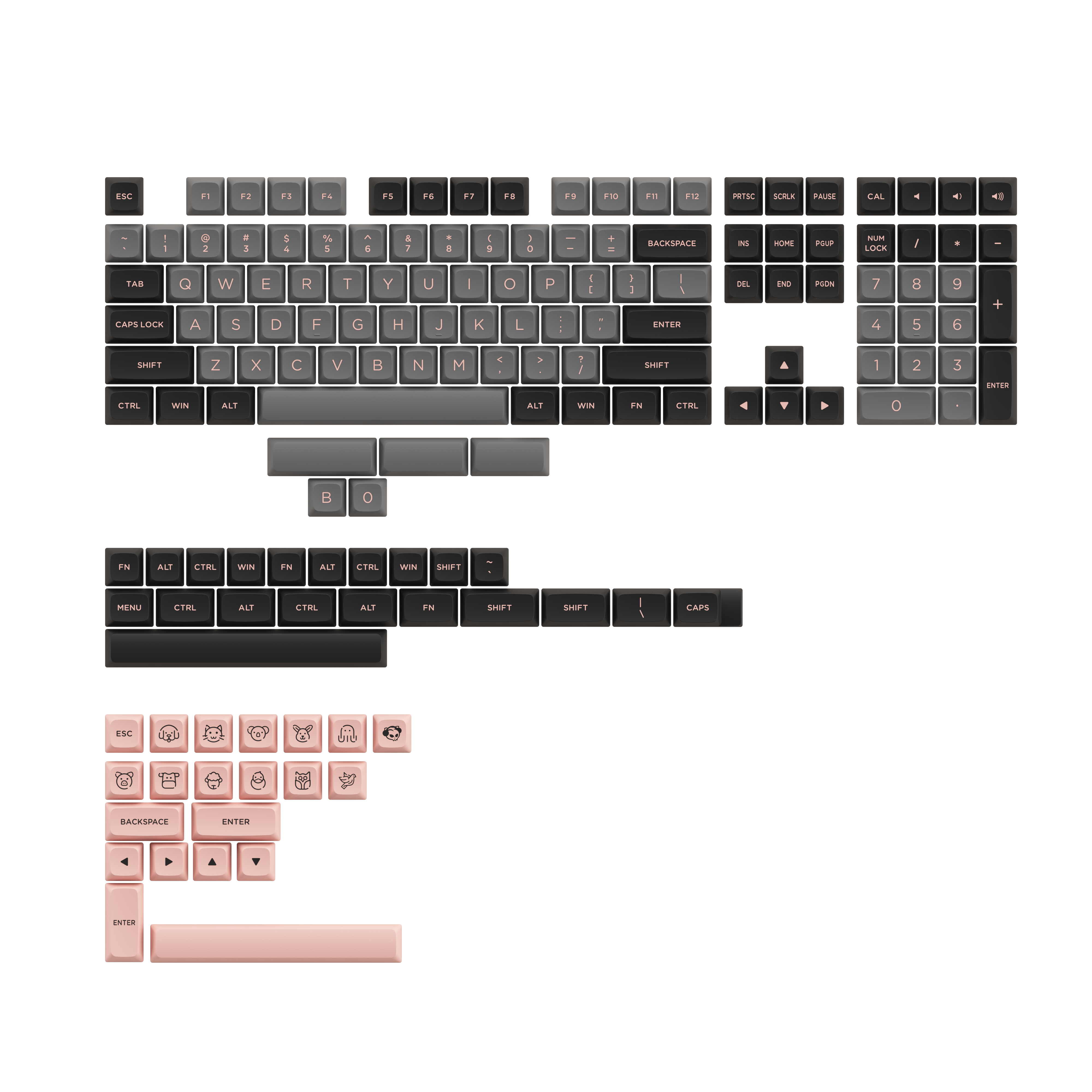 Black & Pink Keycap Set ASA Low(155-key)